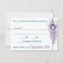 Réponse RSVP Plume de Paon Violet