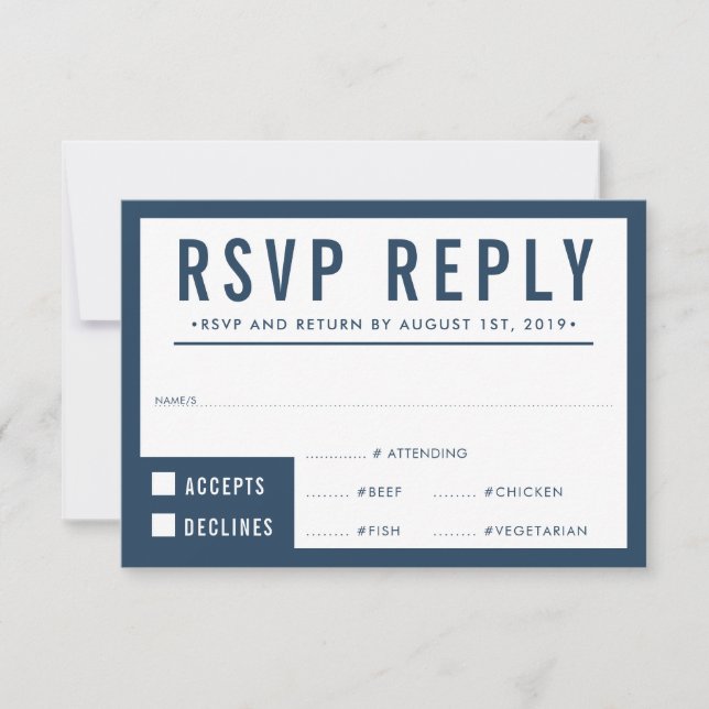 RÉPONSE RSVP RÉPONSE bloc moderne simple bleu mari (Devant)