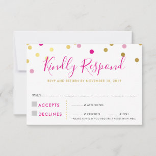RÉPONSE RSVP RÉPONSE glam confetti tache or rose