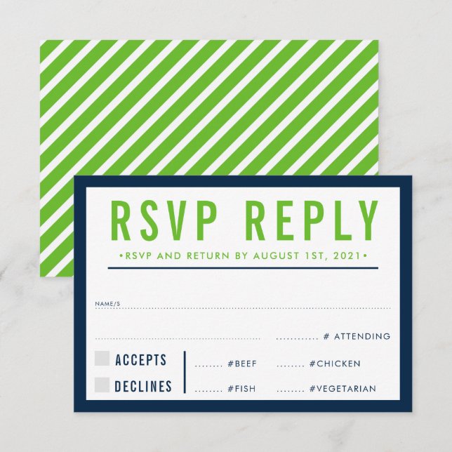 RÉPONSE RSVP RÉPONSE marine verte moderne audacieu (Devant / Derrière)