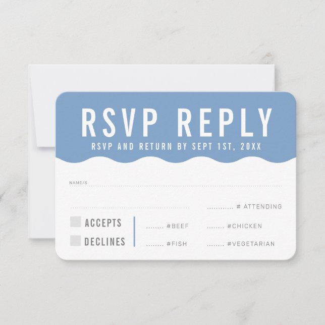 RÉPONSE RSVP RÉPONSE moderne bold mignon onde bleu (Devant)