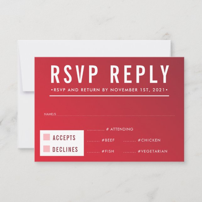 RÉPONSE RSVP REPONSE moderne dégradé rouge bordeau (Devant)
