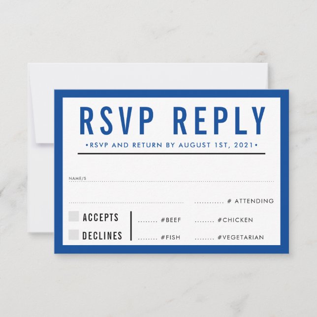 RÉPONSE RSVP RÉPONSE simple moderne audace bleu ro (Devant)