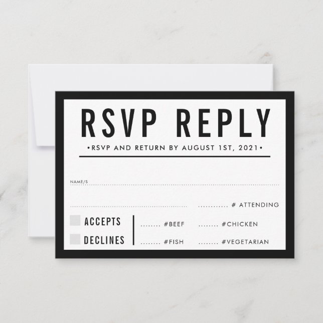 RÉPONSE RSVP RÉPONSE simple moderne en gras noir b (Devant)