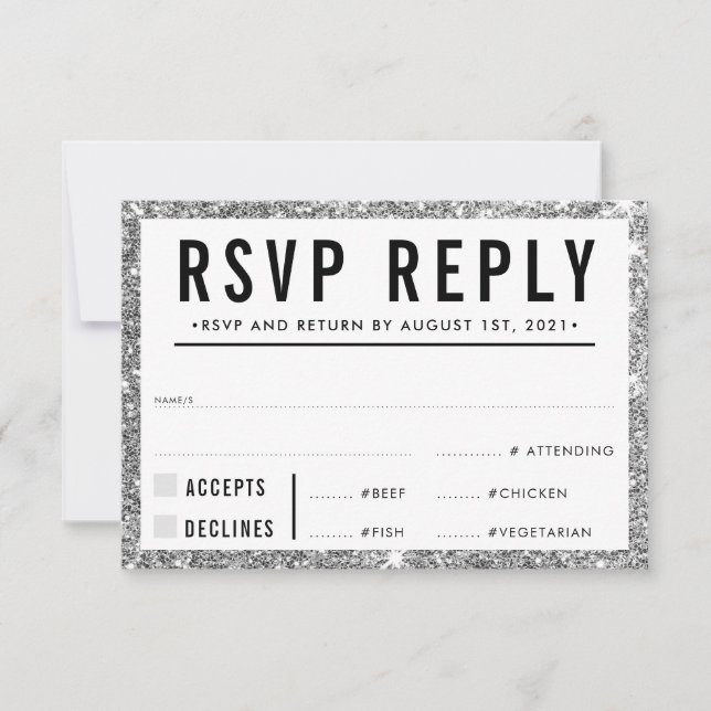 RÉPONSE RSVP RÉPONSE simple parties scintillant mo (Devant)
