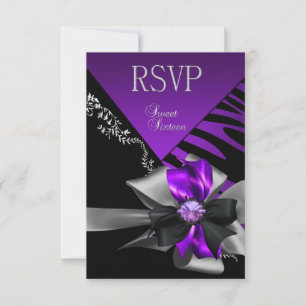 Réponse RSVP Sweet 16 Zebra Purple Black Silver