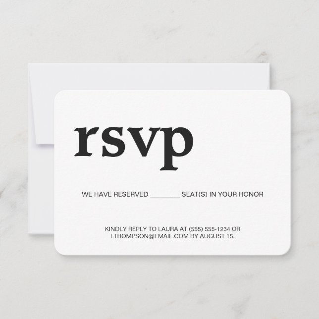 Réponse simple RSVP sans envoi de place réservée p (Devant)