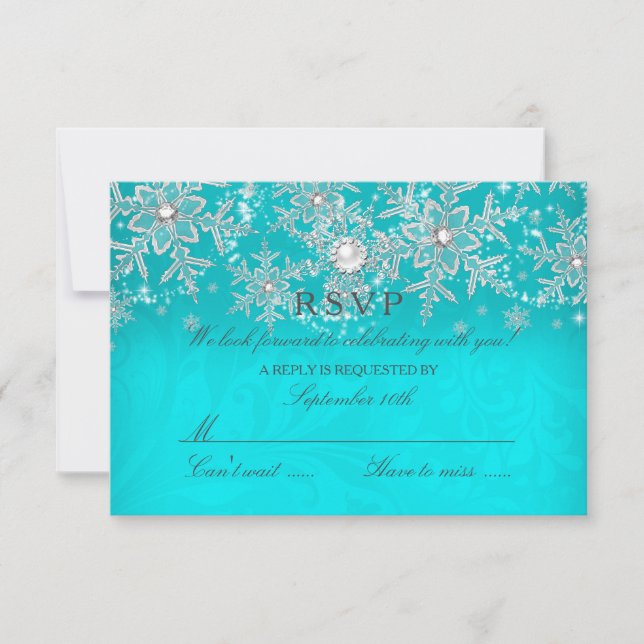 Réponse Teal Crystal Pearl Snowflake Argent Hiver (Devant)