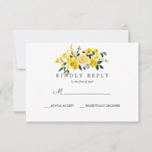 Réponse vive du Mariage floral jaune Rsvp