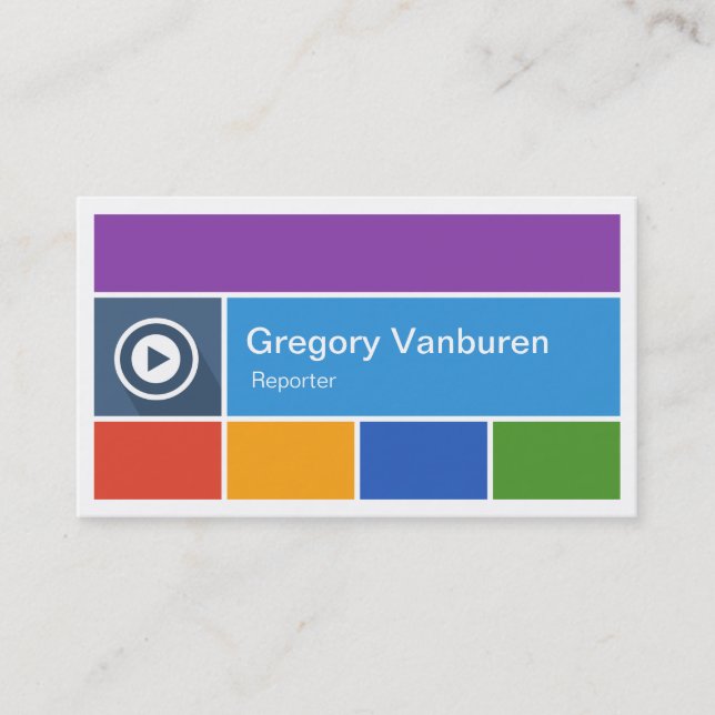 Reporter - Modern Flat Metro Style Business Card (Front)