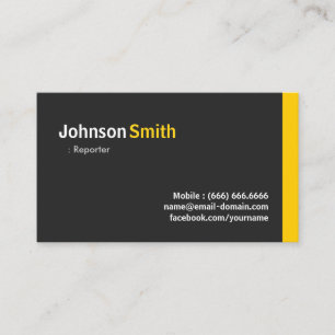 Reporter - Modern Minimalist Amber Business Card