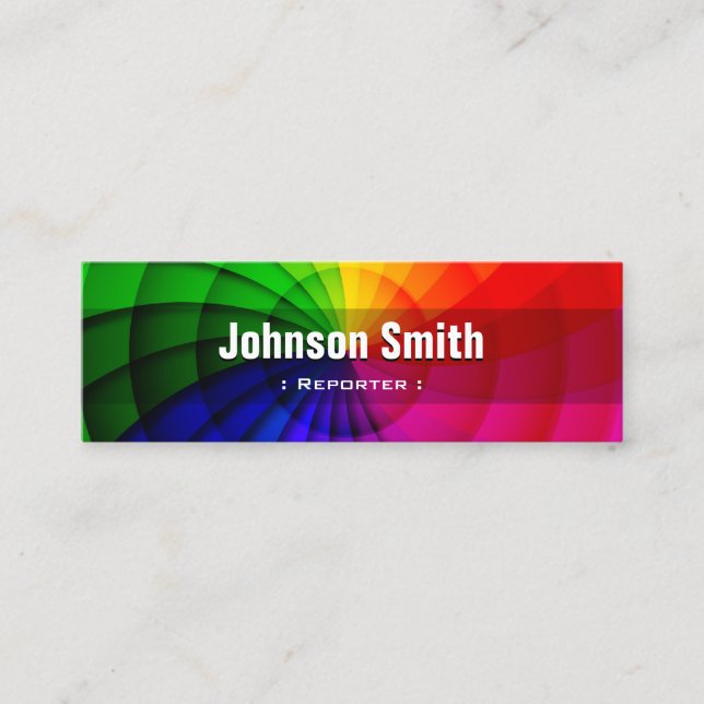 Reporter - Radial Rainbow Colours Mini Business Card (Front)