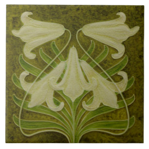 Repro Antique Art Nouveau Faux Relief Sepia Toned Tile