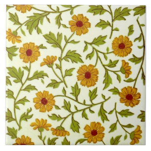 Repro Antique Minton China Overall Floral Pattern Tile