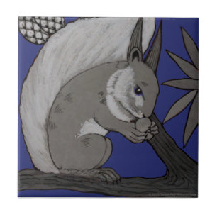Repro Antique Minton Staffordshire Blue Squirrel Tile