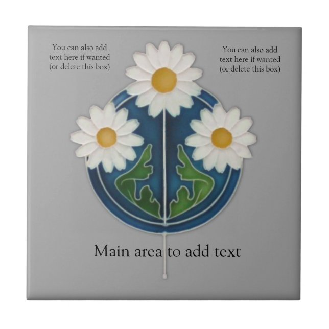 Repro Antique Stylized Art Nouveau Daisies Tile (Front)