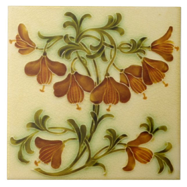 Repro Art Nouveau Floral Faux Embossed Tile (Front)