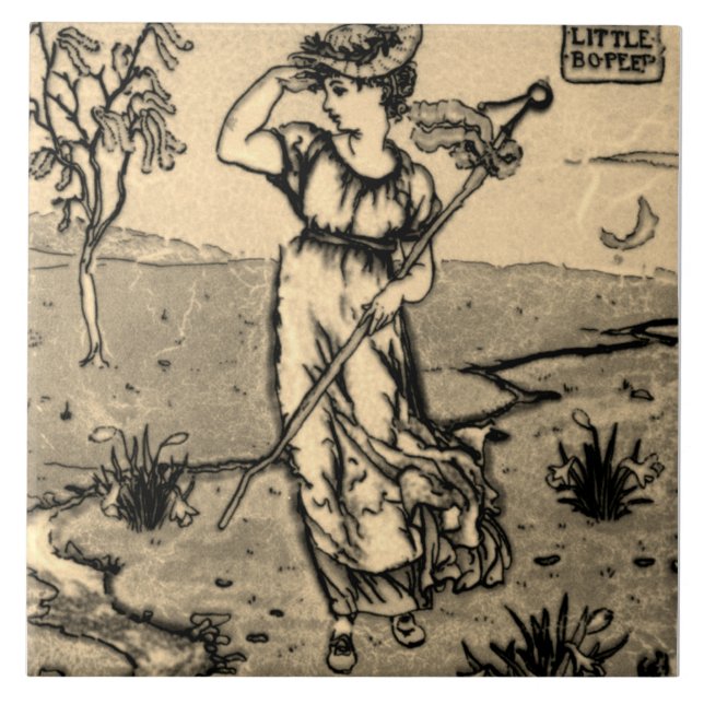 Repro Art Nouveau Modern Little Bo Peep Sketch Til Tile (Front)