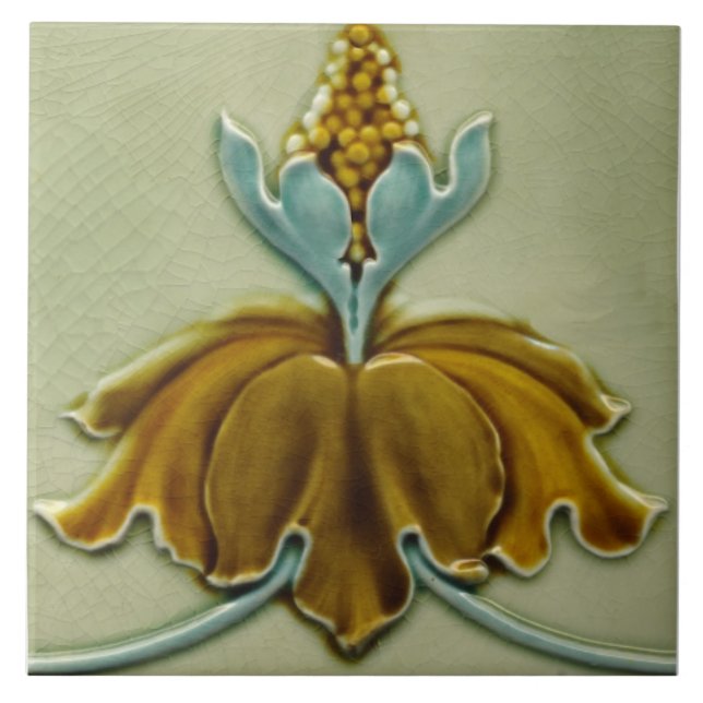 Repro c. 1900 Art Nouveau Floral Border Tile (Front)