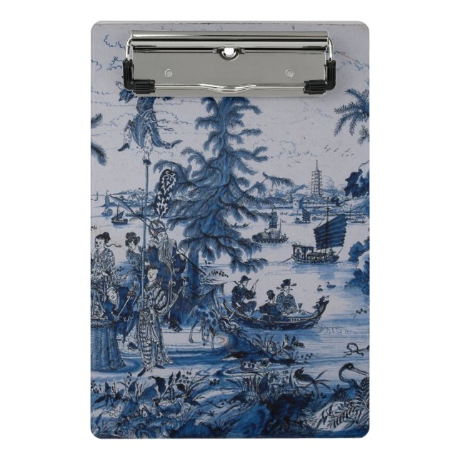 Repro Chinoiserie  Delft Blue and White Tile  Mini Clipboard (Front)