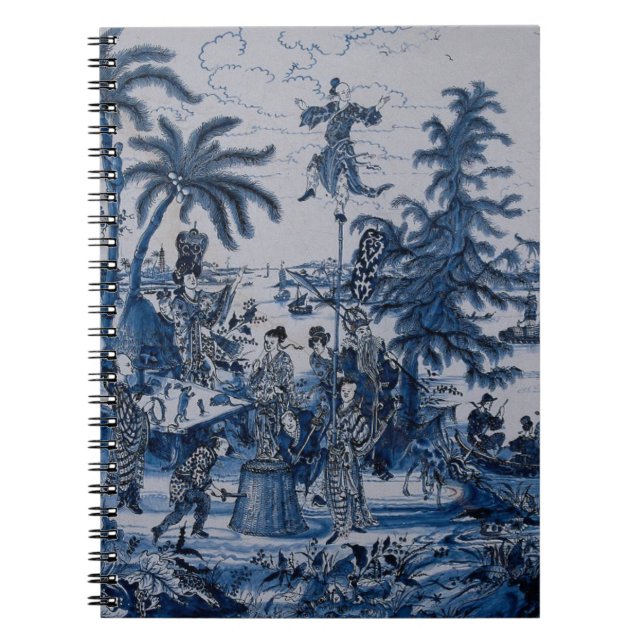 Repro Chinoiserie  Delft Blue and White Tile  Notebook (Front)