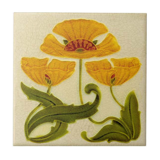 Repro circa 1900 Pilkington Floral Art Nouveau Tile (Front)