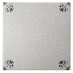 Repro Crazed Dark Charcoal Corners Delft Tile