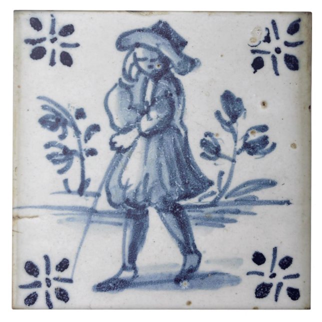Repro Deftware Man Blue Delft  Tile (Front)