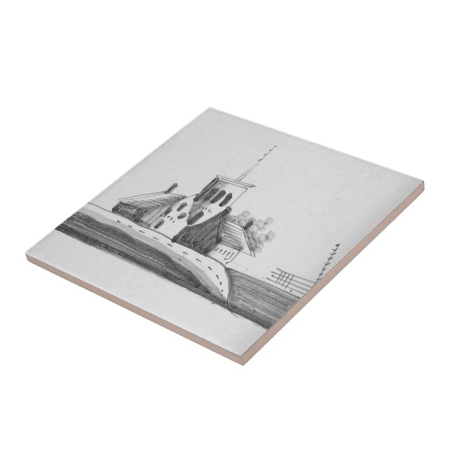 Repro Delft black and White dutch chapel Tile (Side)