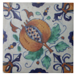 Repro Delft Motif Floral Carreau