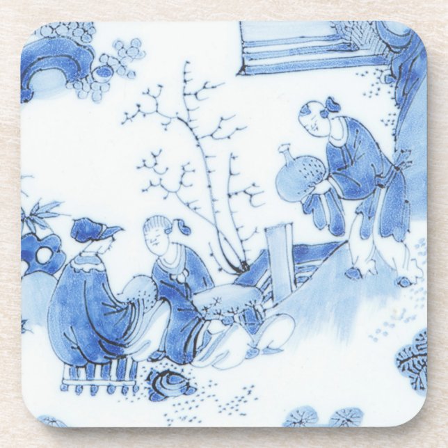Repro Delft Tile Blue Chinoiserie Coaster (Front)
