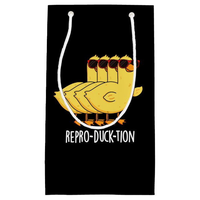 Repro-duck-tion Funny Animal Duck Pun Dark BG Small Gift Bag (Front)