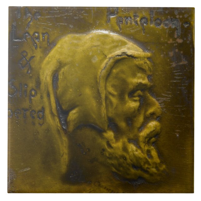 Repro Dutch Faux Relief Olive Green Beard Face Tile (Front)