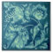 Repro Faux Relief Peacock Aqua Majolica Floral