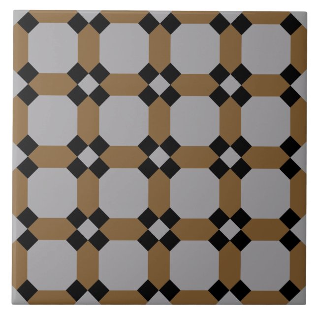 Repro Géométrique Azulejos Mosaïque Gris Carreaux  (Devant)