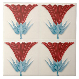 Repro German Art Nouveau Jugendstil Flower Tile