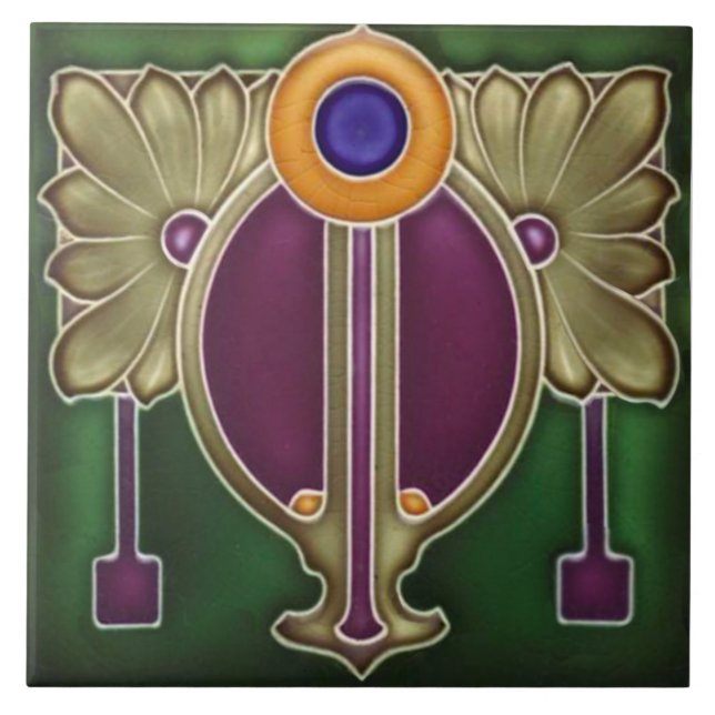 Repro German Jugendstil Art Nouveau/Art Deco Tile (Front)