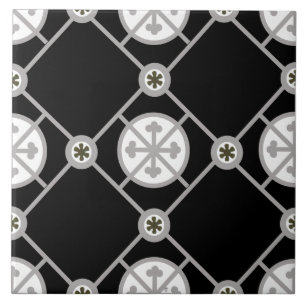 Repro Gothic Geometric Patterned Black White Gray Tile