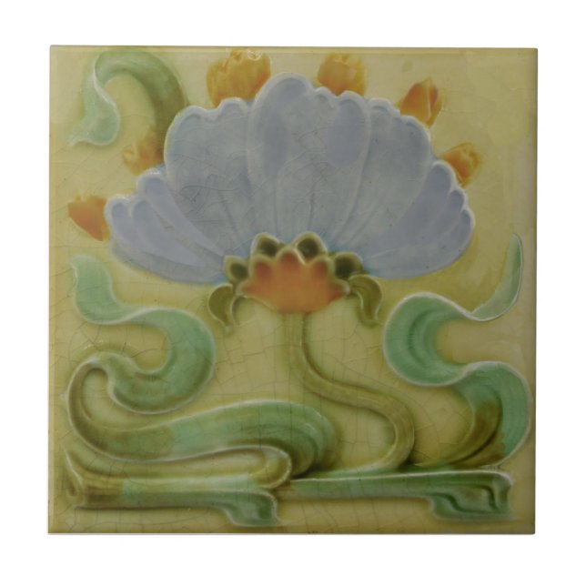 Repro Henry Richards Floral Art Noveau Faux Relief Tile (Front)