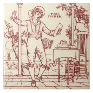 Repro Maw Crane Little Tommy Tucker Nursery Rhyme Tile