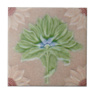 Repro Meakin Pastel Floral Majolica Faux Relief Tile