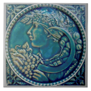 Repro MintonHollis Grape Harvest Bacchus Majolica Tile