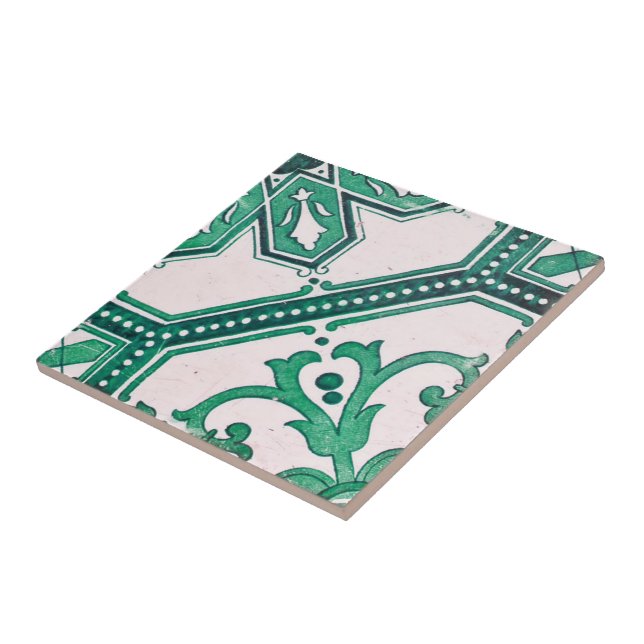 Repro Portugais Vert Géométrique Azulejos Carreaux (Côté)