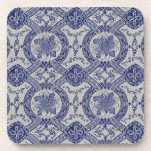 Repro Portuguese Blue Geometric Azulejos Floral Coaster