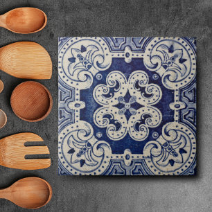 Repro Portuguese Blue Geometric Azulejos Floral Ti Tile