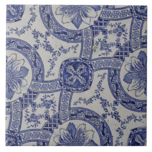 Repro Portuguese Blue Geometric Azulejos Floral Tile