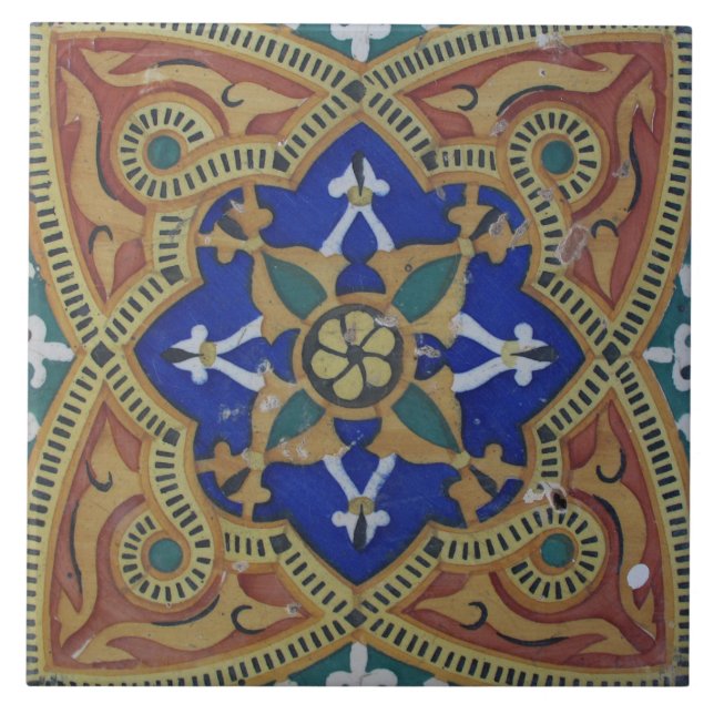 Repro Portuguese Floral Pattern Tile (Front)