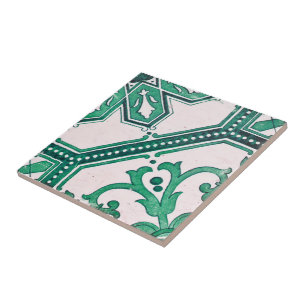 Repro Portuguese Green Geometric Azulejos Tile