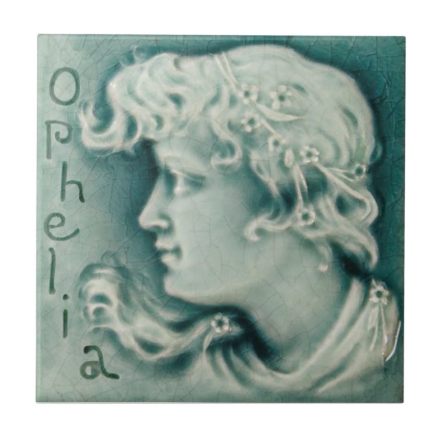Repro Shakespeare Ophelia Portrait Faux Relief Tile (Front)
