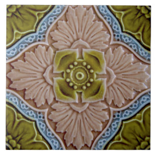 Repro Sherwin & Cotton Moulded Majolica Glazed Art Tile